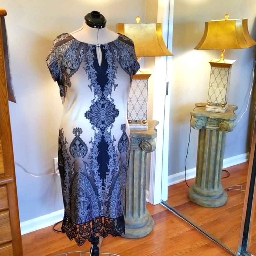 ECI NY Dress NWT for a special occasion (Ivory/gray/tans)